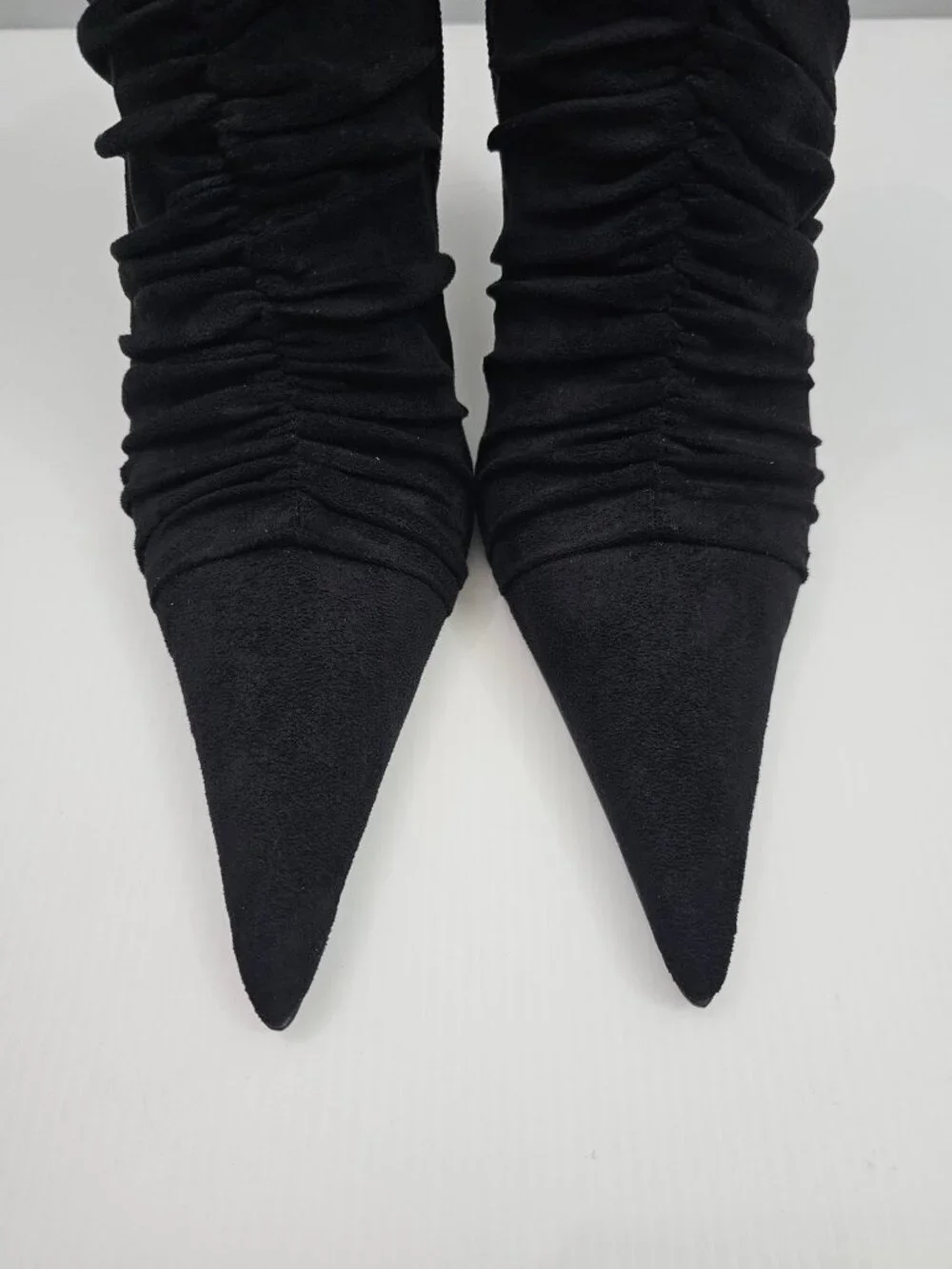Jeffrey Campbell Lets Go Ankle Boot 9 Black Ruched Pointed Toe Stiletto Heel NEW